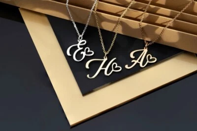 Collana con nome Argento 925 con lettera cuore donna gioielli regalo rodiato - Immagine 1 di 4