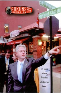 Vintage Postcard President Bill Clinton at Arkansas AR Junction Street Sign LR - Picture 1 of 4