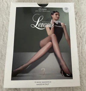 Levante Class Gloss Leg 12 Den Tights Size X Tall, Nero - 3 Pair New - Imagen 1 de 3