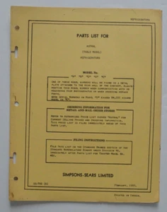 SIMPSONS-SEARS Coldspot Electric Refrigerator 1955 Repair Parts list Model A B C - Photo 1 sur 1