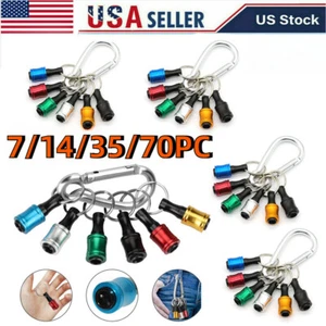 1/4" Hex Shank Quick Release Keychain Screwdriver Drill Bit Holder Bit Set Lots - Picture 1 of 10