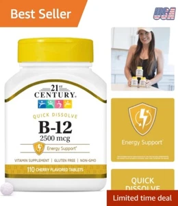 Vitamin B12 Sublingual Tablets 2500mcg Gluten Free Cherry Flavor 110 Count - Picture 1 of 11
