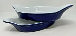 Au Gratin dish set (2) cobalt blue 12” Porcelain Portugal oval 8 x 5" - Picture 1 of 7