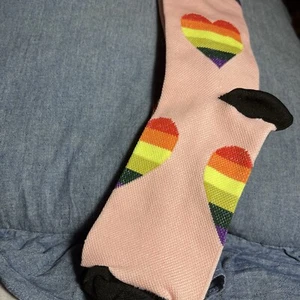 Pink Socks With Hearts Compression Socks Stockings Knee High Small - Picture 1 of 8