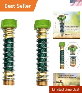 Eco-Friendly Green Hose Kink Protectors - 2 Pack with Springs & Washers Included - Picture 1 of 6