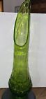 Vintage Mcm Le Smith Avocado Green Solitaire 16" Glass Swung Vase
