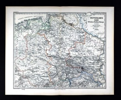 1873 Spruner Map Deutschland's Gaue Sachsen Thuringen - Saxony Germany Europe - Image 1 of 4