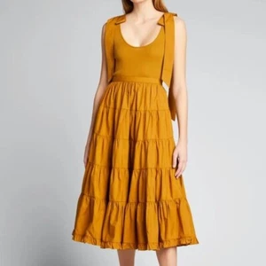 Ulla Johnson Hope Sleeveless Midi Tiered Peasant Dress Tapenade Brown Size 0 - Picture 1 of 12