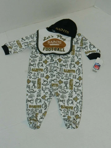 NEW ORLEANS SAINTS NFL 3/6M 3PC FOOTED PAJAMA SET BY: NFL TEAM APPAREL Cover