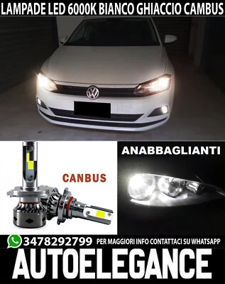 PER VW POLO AW1 LAMPADE ANABBAGLIANTI LED H7 6000K 12.000 LUMEN CAMBUS - Immagine 1 di 4