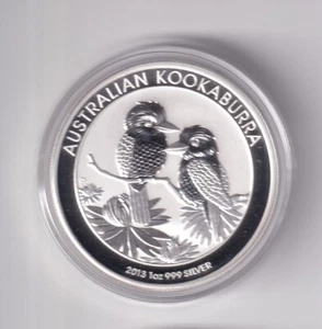 AUSTRALIAN: 2013 $1 KOOKABURRA 1oz .999 SILVER COIN IN CAPSULE #1799 - Picture 1 of 2