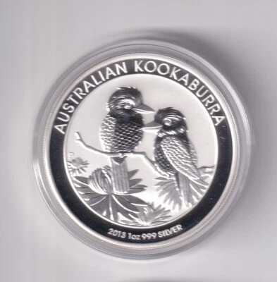 AUSTRALIAN: 2013 $1 KOOKABURRA  1oz  .999 SILVER COIN IN CAPSULE #1799 - Image 1 of 2