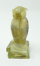 Degenhart Glass Owl Yellow White Green Marble Slag
