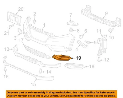 Componentes de parachoques HONDA OEM 16-18 HR-V - rejilla exterior 71106T7JH00 Foto 1 de 2