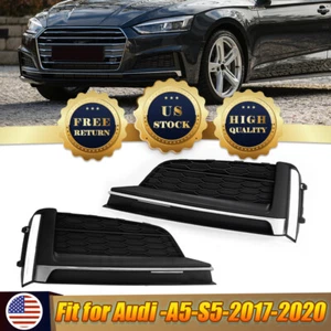 Front Bumper Fog Light Cover Grille Trim Pair Fits Audi A5 S5 S-line 2018-2019 - Picture 1 of 11