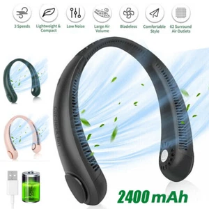 Portable Neck Fan Cooler USB Rechargeable Lazy Hanging Neckband Bladeless UK New - Picture 1 of 19