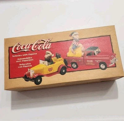 ERTL 1:43 COCA-COLA 1932 CHEVY ROADSTER & 57 CHEVY PICK-UP VEHICLES WITH FIGURE - Image 1 of 3