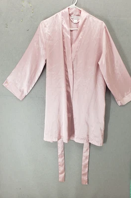 Morgan Taylor Intimates халат женщин маленький розовый атласный халат Sleepwear подпоясанный - Изображение 1 из 4