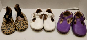 Paket 3 Affenfüße Mädchen Kleinkind Schuhe Größe 4-5Y Ballerinas LILA Leopard WEISS - Bild 1 von 13