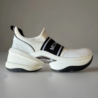 Michael Kors Olympia 女式 9 厚底鞋 一脚蹬 白色 厚底运动鞋 — 第 1/4 张图片