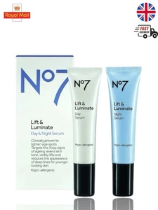 No7 Lift & Luminate Tag und Nacht Serum 2 x 15ml = 30ml Neu Verpackt Clinicaly Prov - Bild 1 von 2