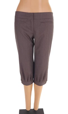 Pantalones de tres cuartos de lana a rayas rojo Valentino talla 42 EE. UU. 6 marrón para mujer $325 Foto 1 de 4