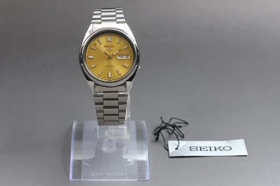 [Excelente COMO NUEVO] Reloj automático para hombre Seiko 5 7S26-0480 esfera dorada fecha día plata 37 mm Foto 1 de 4