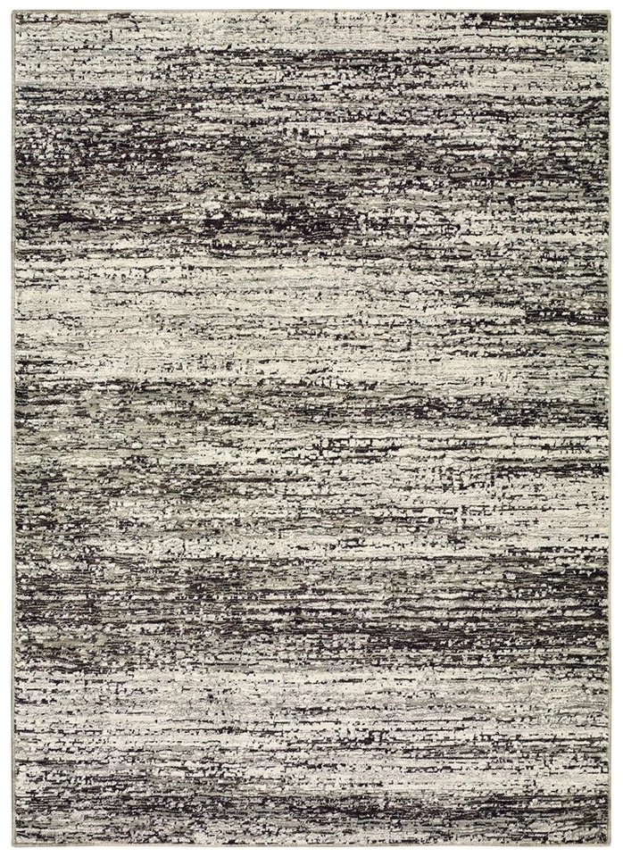 Black Striped Single-Color Silvers Shaded Solid Runner 8037G - Aprx 2' 3" x 8' - Image 1 of 1