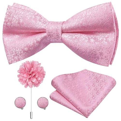  Pajarita para Hombre Paisley Floral Para Hombre Bonita Pajarita y Solapa Rosa Claro Blanco Foto 1 de 4