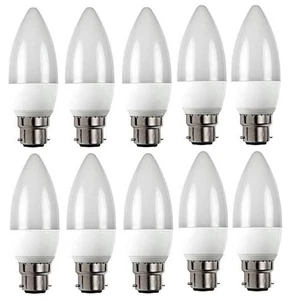 10stk LED B22 Candle Light Bulbs 6W Bayonet Warm White 3000k 470lm - Picture 1 of 1