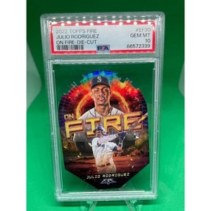 2022 Topps Fire Julio Rodriguez On Fire Die-Cut (RC) #EF-30 PSA 10 Mariners - Picture 1 of 2