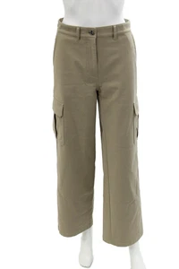 Theory Womens Cotton Zip Button Lined Straight Leg Casual Pants Tan Size 0 - Picture 1 of 7