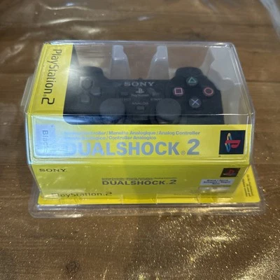 PS2 Manette Noir Sous Blister Neuve Jamais Ouvert Écriture Française - Photo 1/4