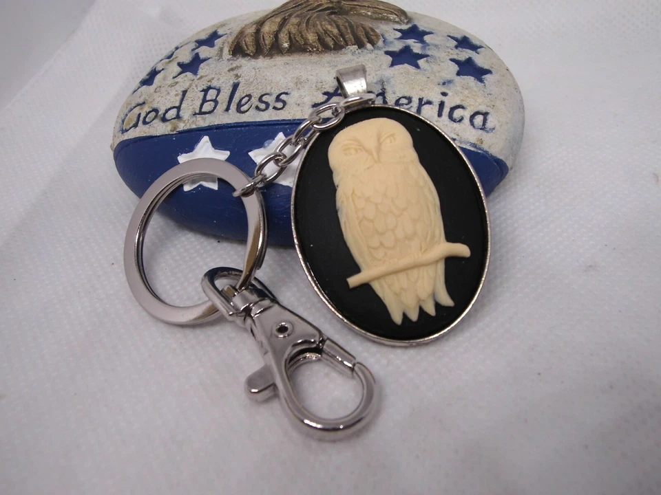 СОВА HOOT BARN черный брелок камео искатель ремень зажим сумочки брелок кольца подвеска - Изображение 1 из 4