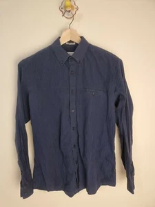 CALVIN KLEIN Mens Shirt Size M Slim Fit Dark Blue Long Sleeve Cotton - Picture 1 of 8