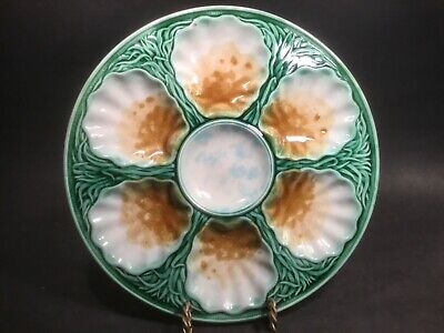 Antique French Majolica 6 Wells Oyster Plate Shells And Seaweed C.1800's • 465€