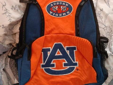 Kids Auburn University Tigers Blue And Orange Backpack Officially Licensed Cover
