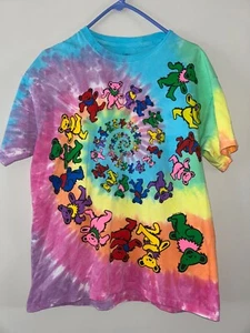 NICE Grateful Dead Vintage Tie Dye Bear Spiral Liquid Blue Tee Shirt 1995 Large - Picture 1 of 8