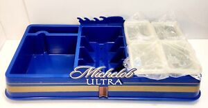 Michelob Ultra Beer - Bar Tray / Caddy - 4 Condiment Cups and Lids NEW 18" x 9"