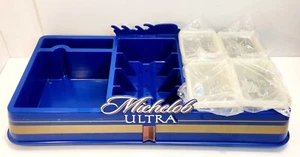 Michelob Ultra Beer - Bar Tray / Caddy - 4 Condiment Cups and Lids NEW 18" x 9" - Picture 1 of 12