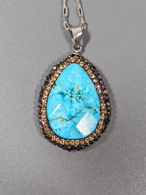 Collar Playa Costero Occidental Imitación Turquesa Piedra Lágrima Estrás 24 pulgadas Foto 1 de 4