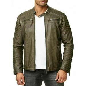REDBRIDGE BY CIPO & BAXX BERGEN MENS BIKER LEATHER JACKET ALL SIZES - Picture 1 of 8