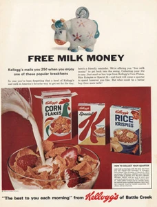 1966 Kelloggs Cereal: Free Milk Money Vintage Print Ad - Picture 1 of 1