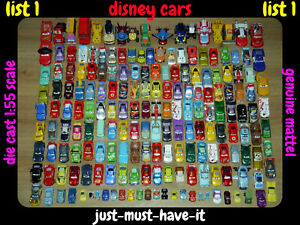 Disney Autos Flugzeuge Druckgussautos im Maßstab 1:55 Mattel über 250 Autos LISTE 1
