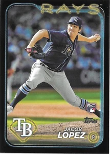 2024 Topps Serie 2 JACOB LOPEZ RC Negro Paralelo 70/73 -TAMPA BAY RAYS- #502 - Imagen 1 de 1