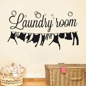LAUNDRY ROOM HANGING CLOTHES Home Wall Art Decal Quote Words Decor Sticker - Picture 1 of 2