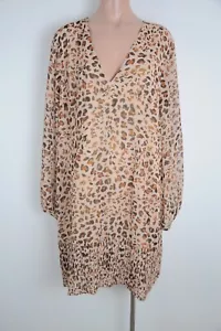 Cooper St Dress Womens Size 20 Brown Leopard Long Sleeve V Neck Shift - Picture 1 of 14