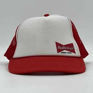 Budweiser Beer Biere Hat - VTG 90s SnapBack MeshBack Rope Foam Baseball Cap EUC - Picture 1 of 11