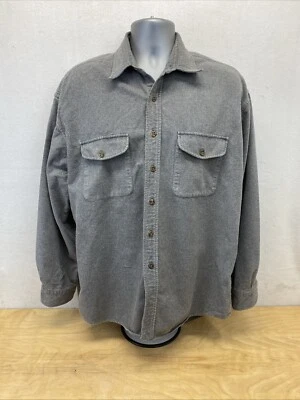 Camisa de franela St Johns Bay para hombre grande gris algodón manga larga abotonada A Foto 1 de 4