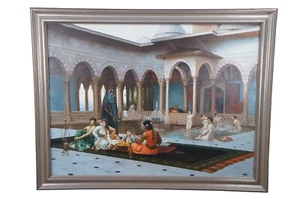 Terrace of the Sereaglio Oil Painting After Jean Leon Gerome Sultan Bath House - Picture 1 of 12